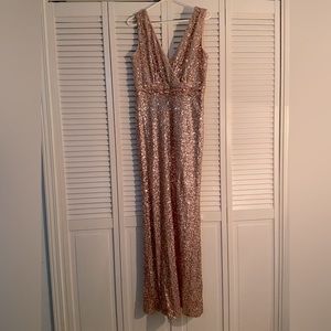Badgley Mischka rose gold dress